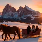 Slitta trainata da cavalli sulle Dolomiti: quando prenotare per goderti tramonti magici sulla neve